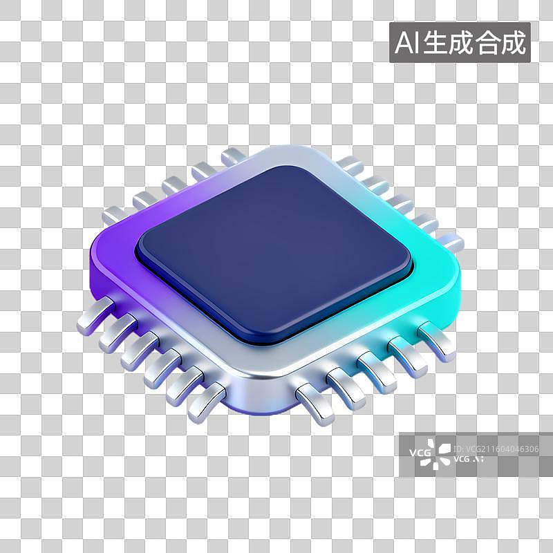 【AI数字艺术】三维渲染现代计算机微处理器芯片图片素材