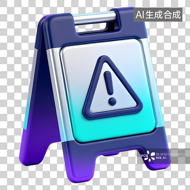 【AI数字艺术】三维渲染警示标识带感叹号图片素材
