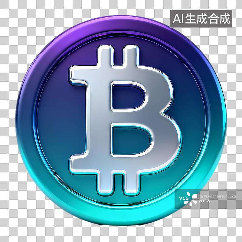 【AI数字艺术】彩色渐变3D比特币符号图片素材