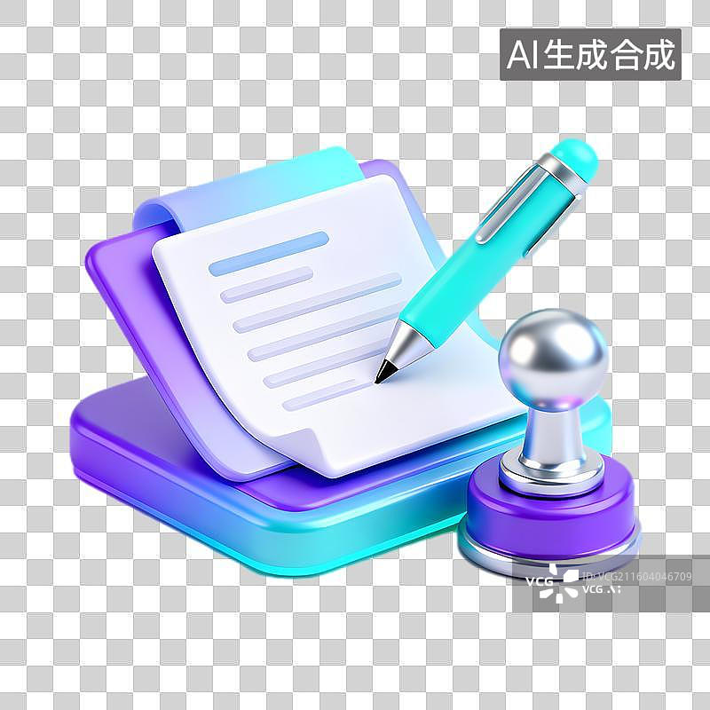 【AI数字艺术】带有笔和印章的文件图片素材