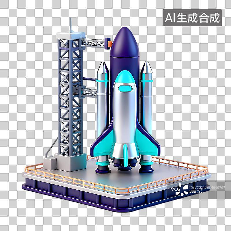 【AI数字艺术】色彩鲜艳的火箭发射场景图图片素材
