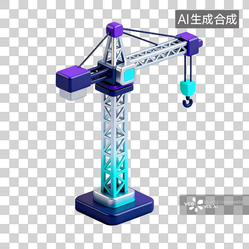 【AI数字艺术】工业用三维等距建筑起重机图片素材