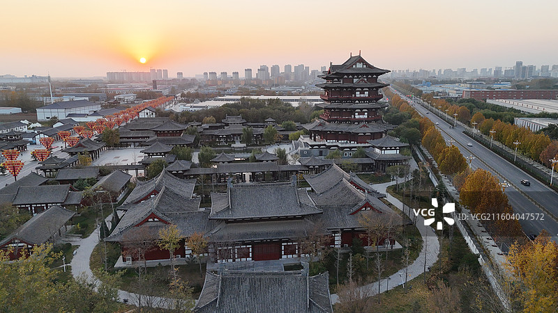邯郸大名石刻博物馆宋街天镜阁落日图片素材