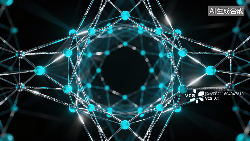 【AI数字艺术】发光网络结构动态连接图片素材