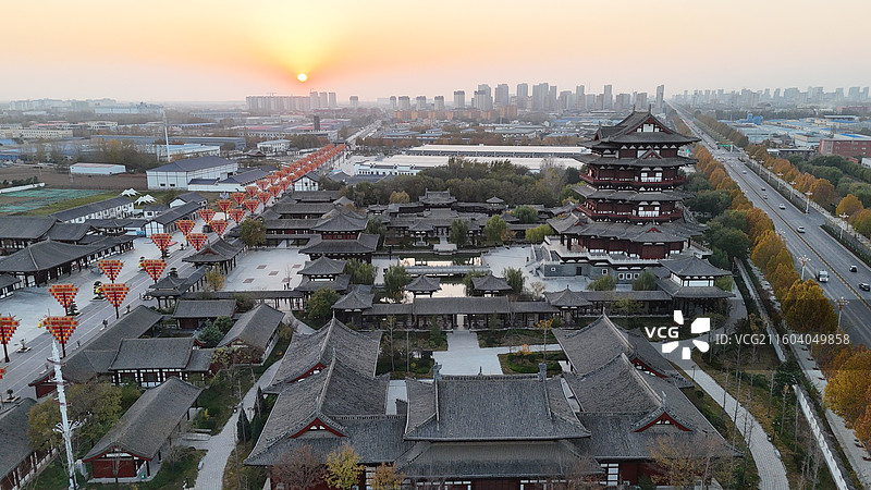 邯郸大名石刻博物馆宋街天镜阁落日图片素材