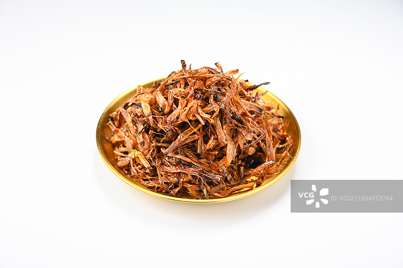 炸葱丝白底图俯拍图片素材