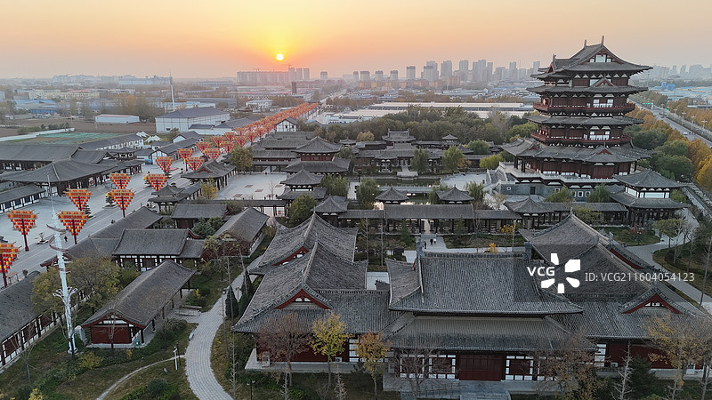 邯郸大名石刻博物馆宋街天镜阁落日图片素材