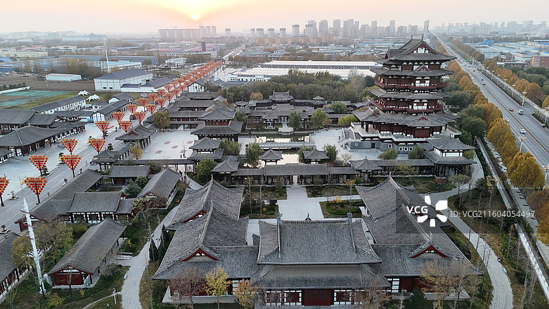 邯郸大名石刻博物馆宋街天镜阁落日图片素材