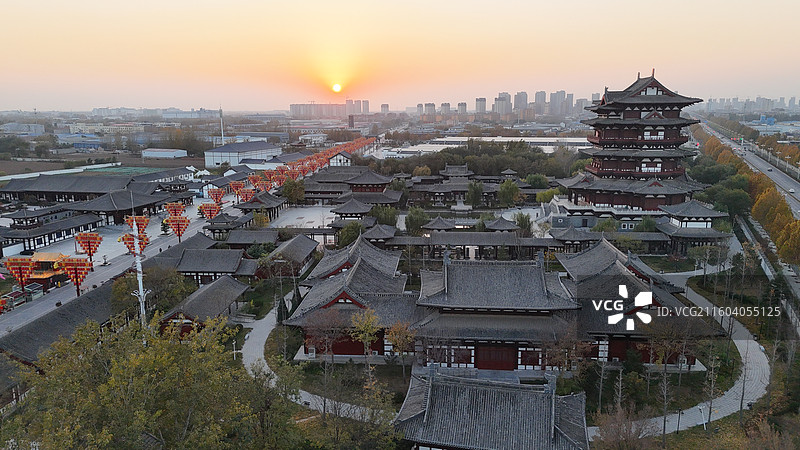 邯郸大名石刻博物馆宋街天镜阁落日图片素材