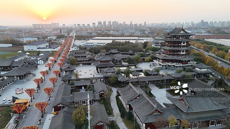 邯郸大名石刻博物馆宋街天镜阁落日图片素材