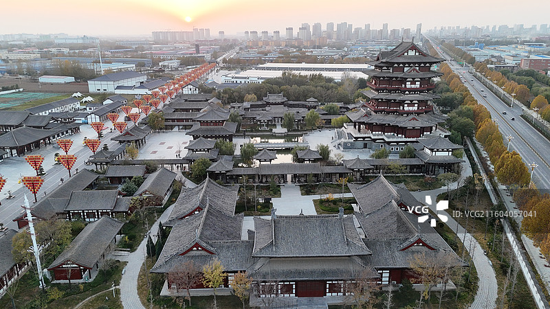 邯郸大名石刻博物馆宋街天镜阁落日图片素材