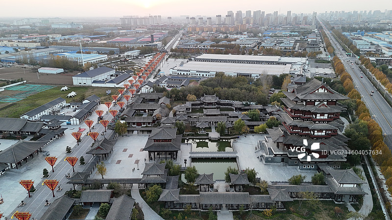 邯郸大名石刻博物馆宋街天镜阁落日图片素材