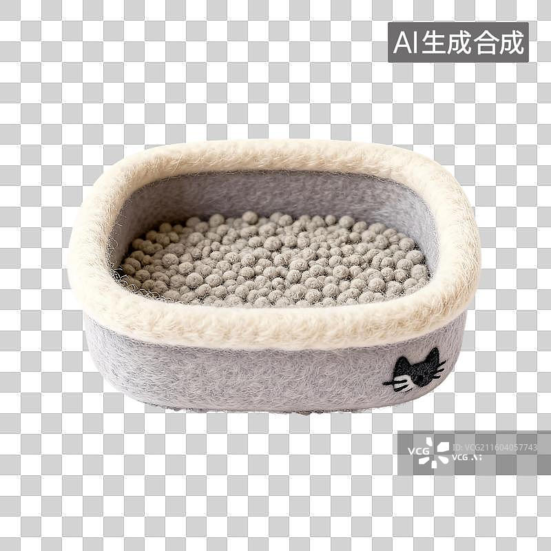 【AI数字艺术】卡通猫砂盆毛毡风格免抠元素图片素材
