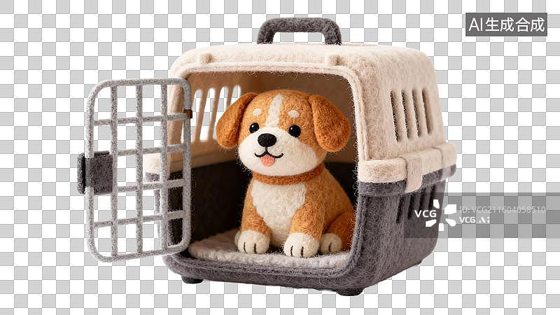 【AI数字艺术】狗宠物托运毛毡风格免抠元素图片素材