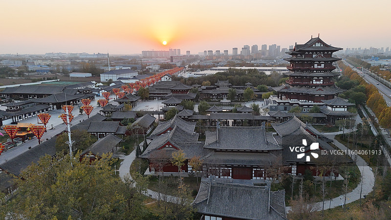 邯郸大名石刻博物馆宋街天镜阁落日图片素材