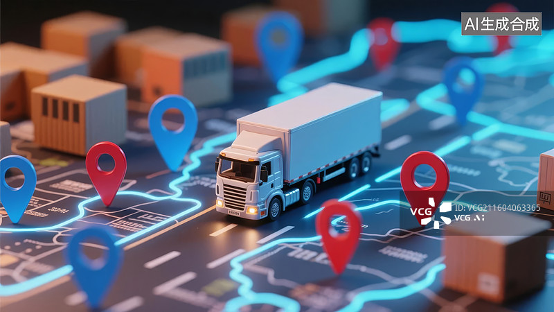 【AI数字艺术】物流运输与地图定位图片素材