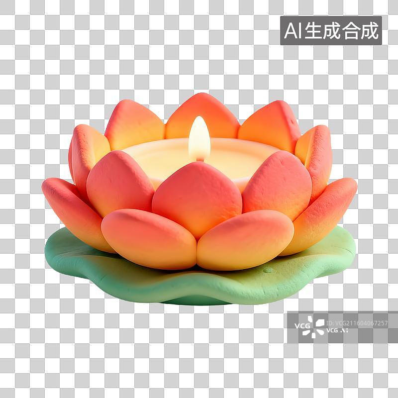 【AI数字艺术】3D粘土风处暑节气放河灯图片素材