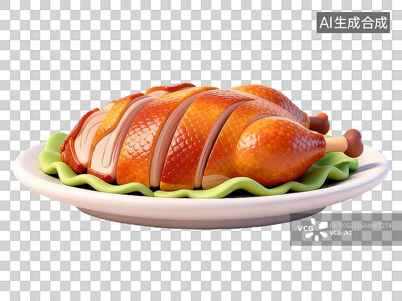 【AI数字艺术】3D粘土风处暑节气吃鸭子图片素材