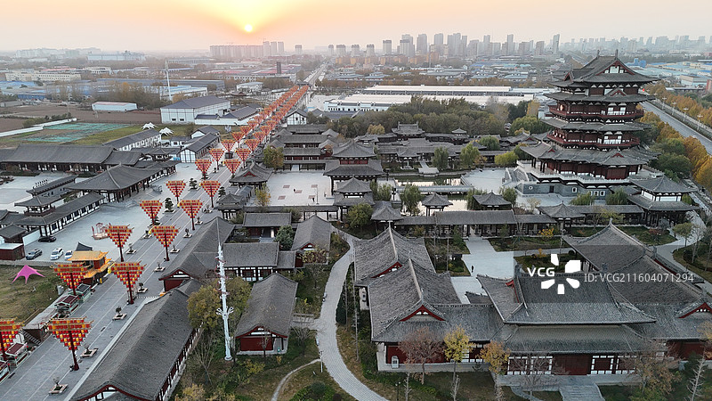 邯郸大名石刻博物馆宋街天镜阁落日图片素材