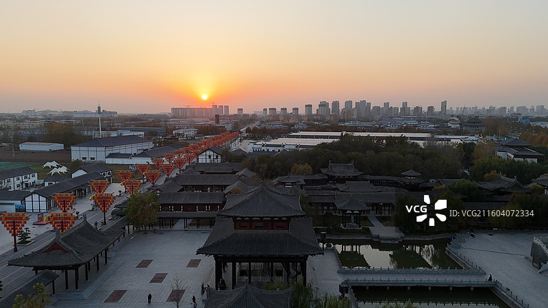 邯郸大名石刻博物馆宋街天镜阁落日图片素材