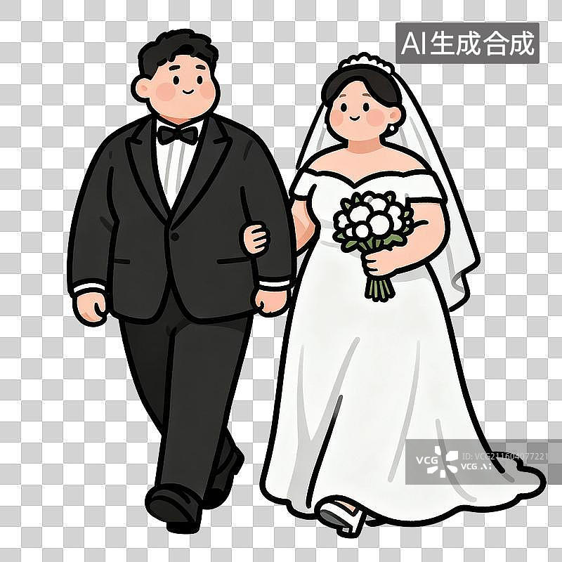 【AI数字艺术】新婚夫妇携手漫步图片素材