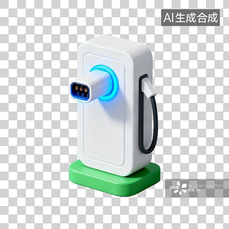 【AI数字艺术】带有蓝光指示灯的电动汽车充电桩图片素材