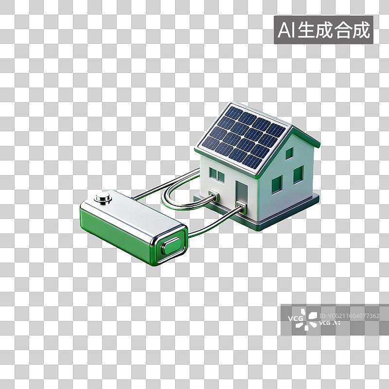 【AI数字艺术】住宅太阳能电池储能系统图片素材