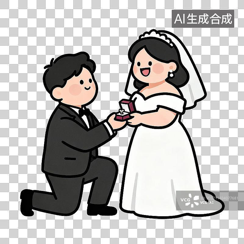 【AI数字艺术】男士单膝跪地向女士求婚图片素材