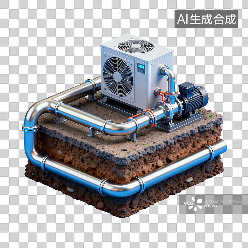 【AI数字艺术】地源热泵系统及地下管道图片素材