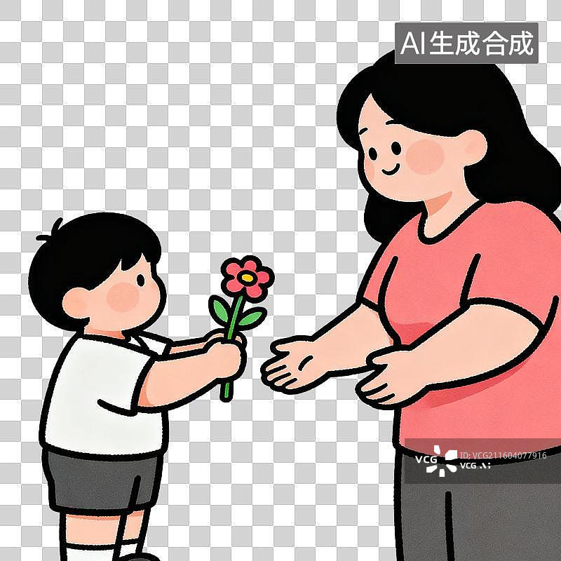 【AI数字艺术】孩子献花表达感恩之情图片素材