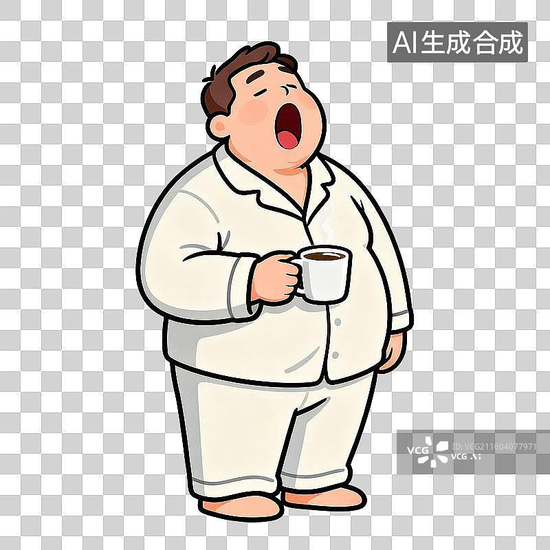 【AI数字艺术】穿着睡衣打哈欠的男子图片素材
