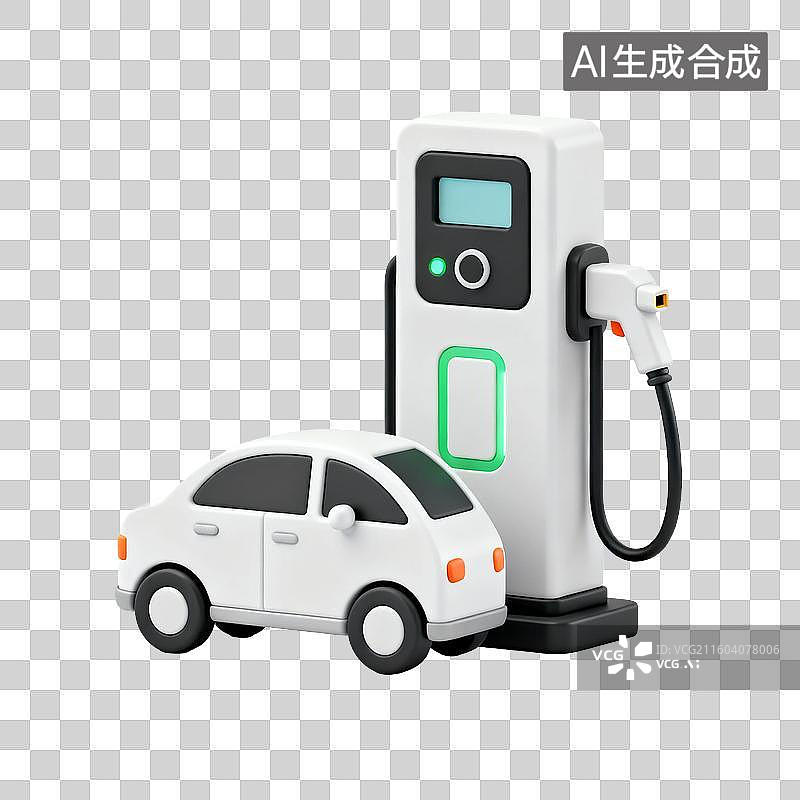 【AI数字艺术】电动汽车充电桩与小车图片素材