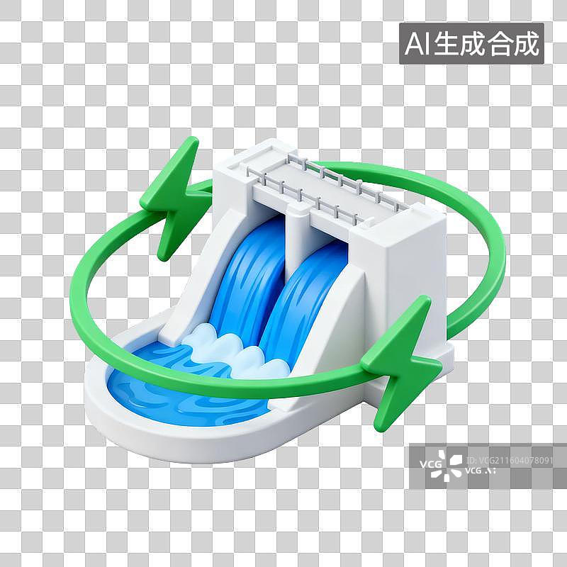 【AI数字艺术】水力发电设施水流示意图片素材