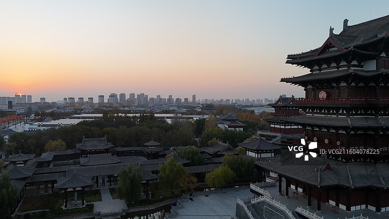 邯郸大名石刻博物馆宋街天镜阁落日图片素材