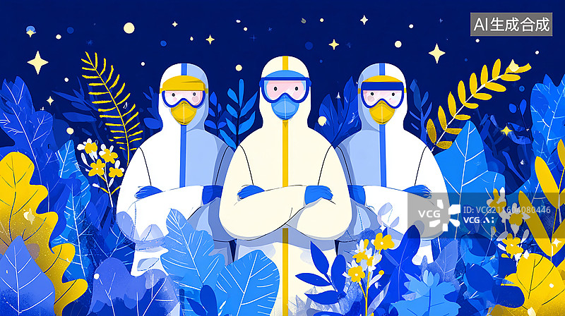 【AI数字艺术】抗疫人员团队形象插画图片素材