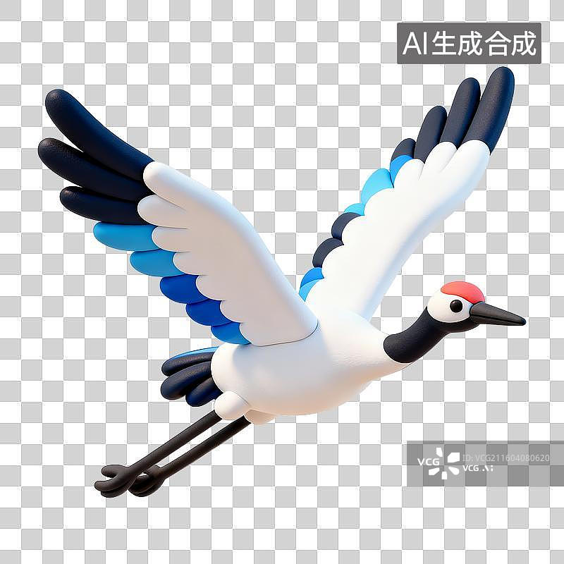 【AI数字艺术】3D立体粘土风仙鹤生日主题节日免抠元素图片素材