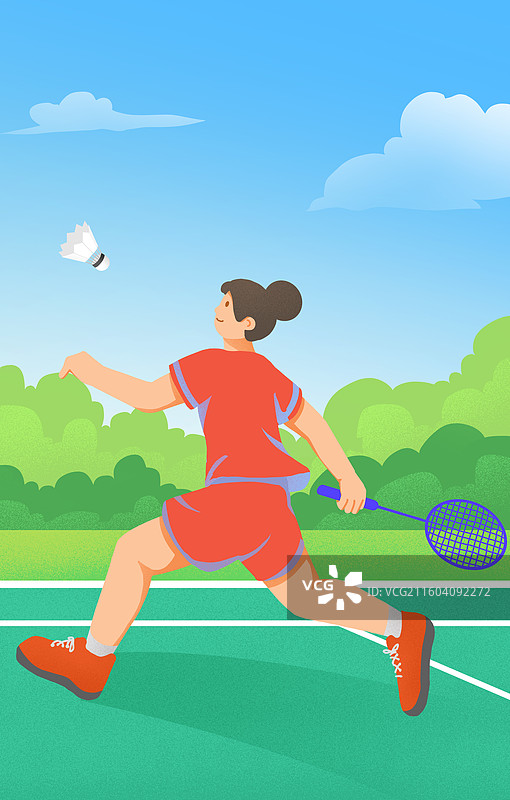 正在打羽毛球的女生图片素材