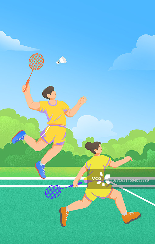 羽毛球双打图片素材