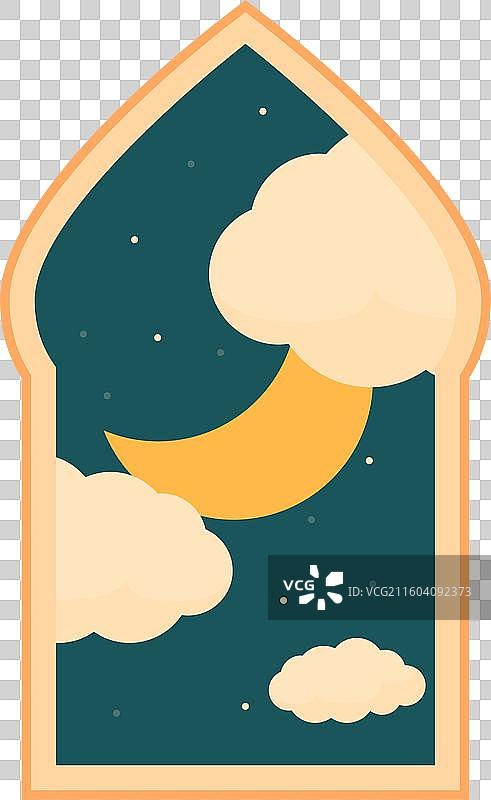 新月在阿拉伯风格的云彩上闪耀图片素材