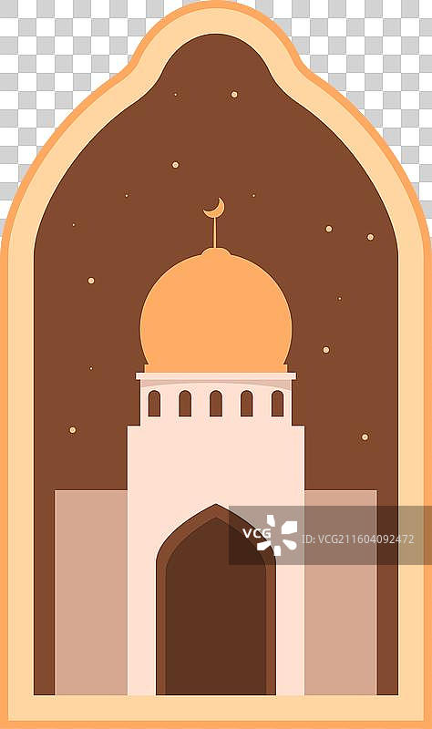 夜空下的金色穹顶清真寺建筑图片素材