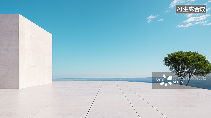 【AI数字艺术】现代空旷阳台景观图片素材