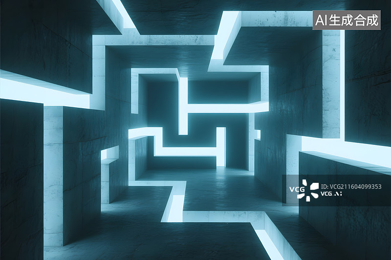 【AI数字艺术】光影迷宫通道图片素材