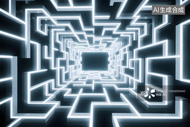 【AI数字艺术】光影迷宫通道图片素材