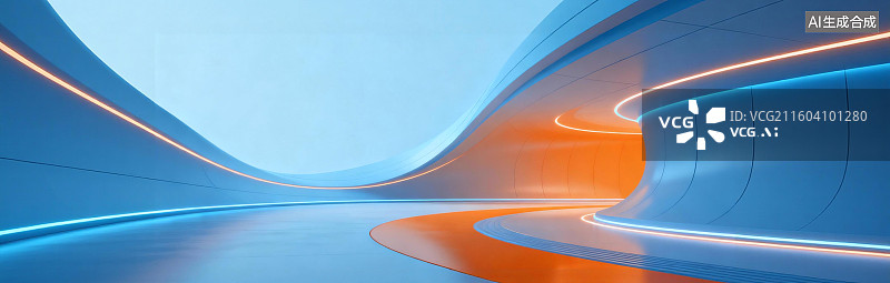 【AI数字艺术】科技感抽象空间，几何空间，汽车广告背景图图片素材