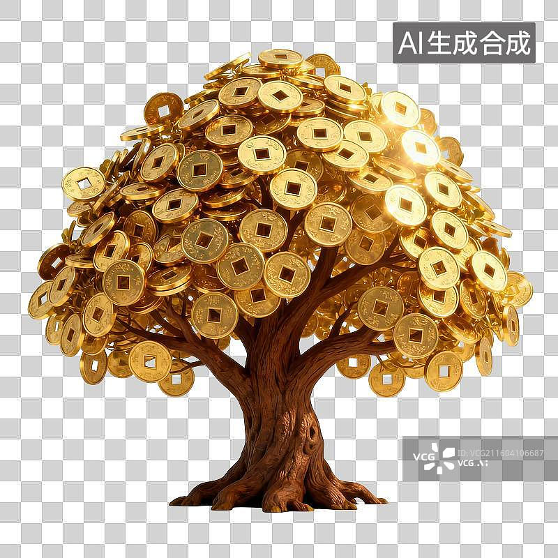 【AI数字艺术】金币树造型摆件图片素材