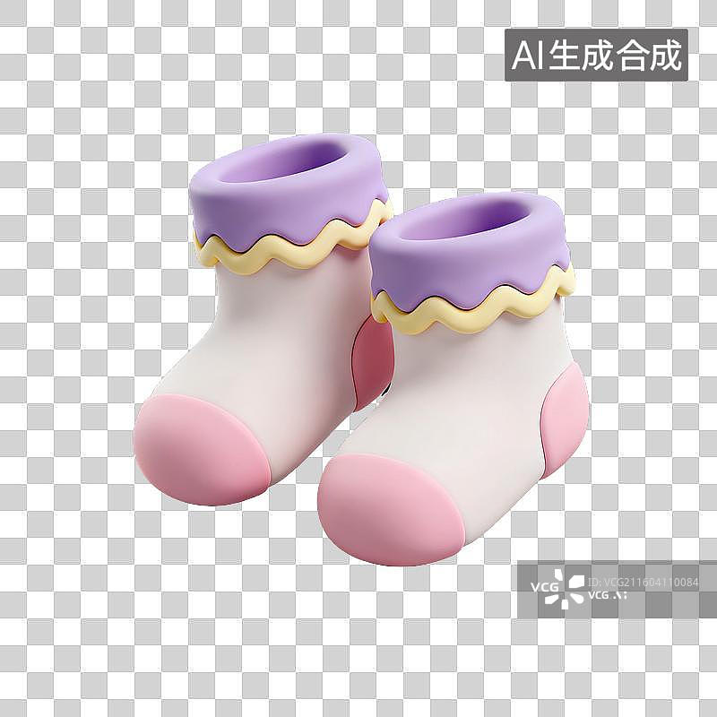 【AI数字艺术】3D粘土风格母婴亲子主题婴儿袜子元素图片素材