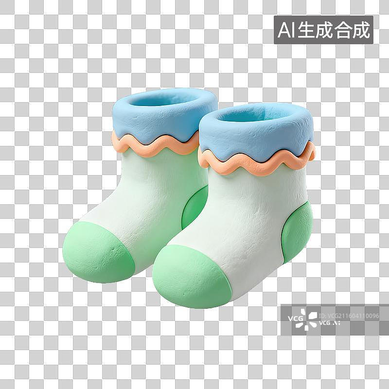 【AI数字艺术】3D粘土风格母婴亲子主题婴儿袜子元素图片素材