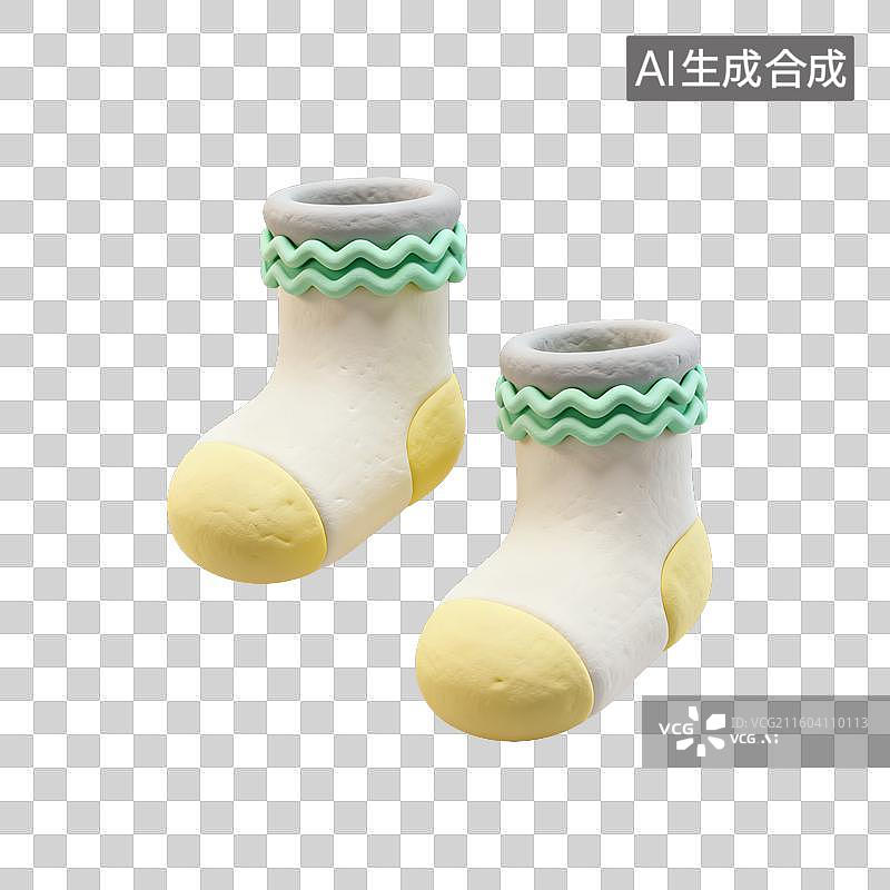 【AI数字艺术】3D粘土风格母婴亲子主题婴儿袜子元素图片素材