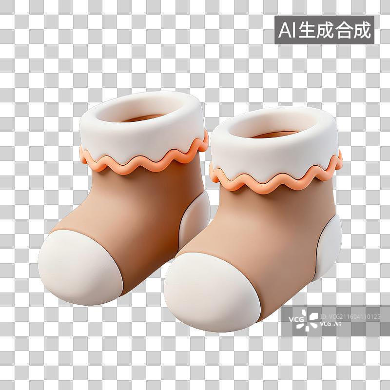【AI数字艺术】3D粘土风格母婴亲子主题婴儿袜子元素图片素材