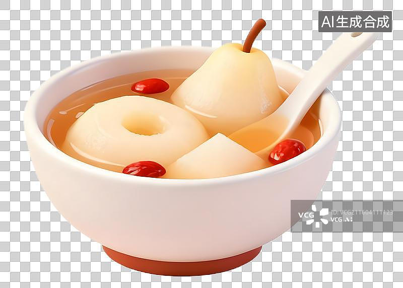 【AI数字艺术】d插画 二十四节气之立秋甜品 冰糖炖雪梨图片素材